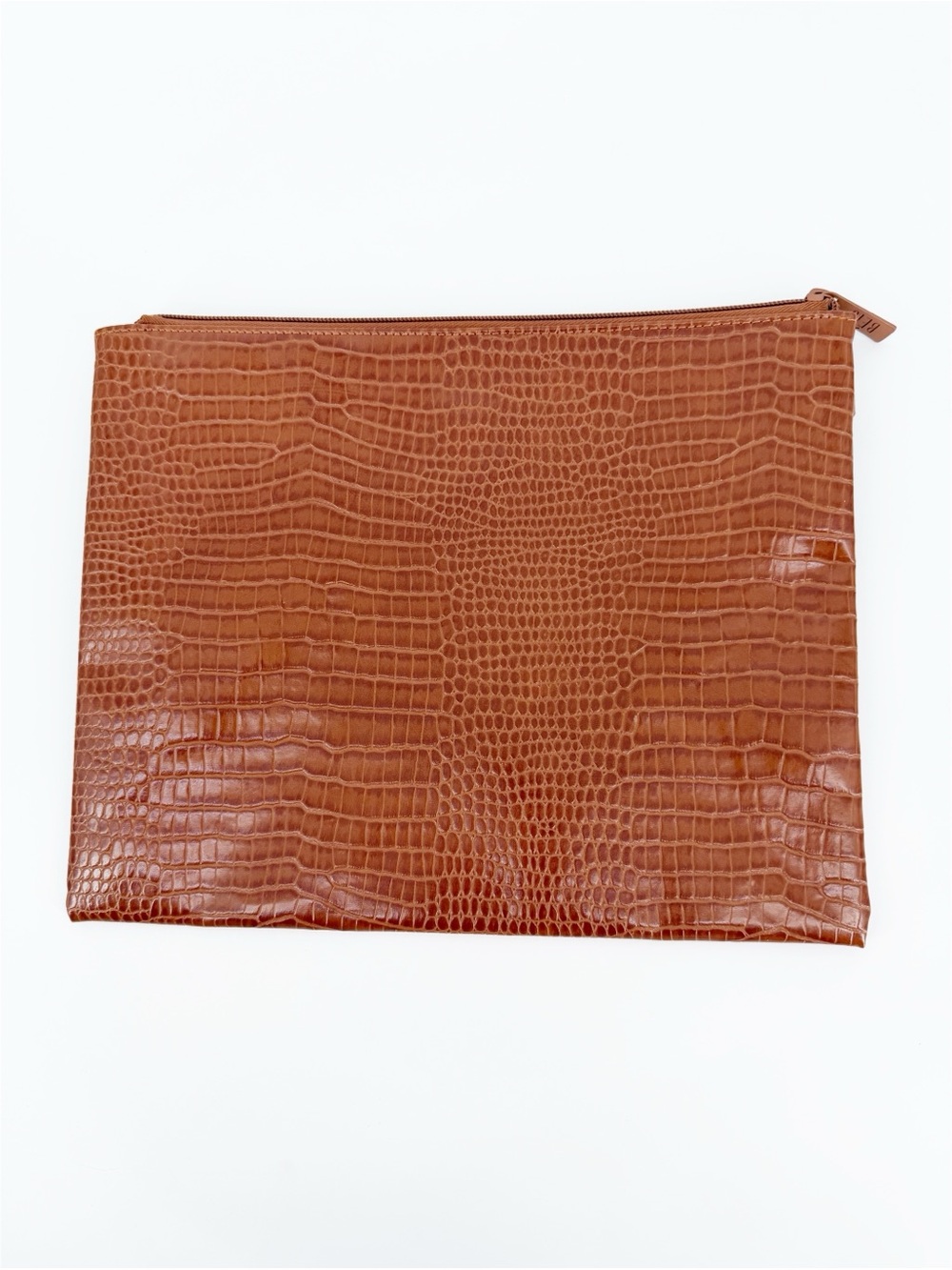 Beis Brown Faux Leather The Work Tote Croc Laptop Sleeve